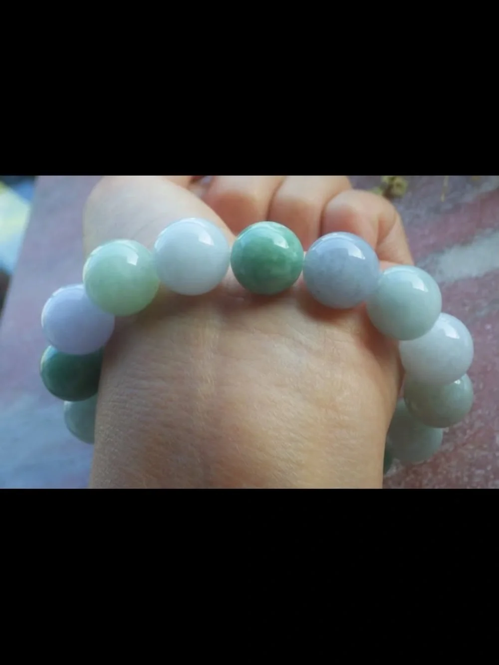 Elegant green certificate jadeite Jade wealth safety 13mm bead bracelet 7inches